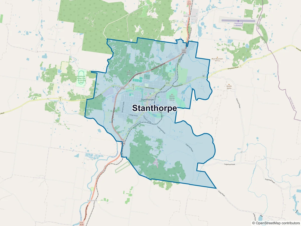 Map of Stanthorpe, QLD, Australia