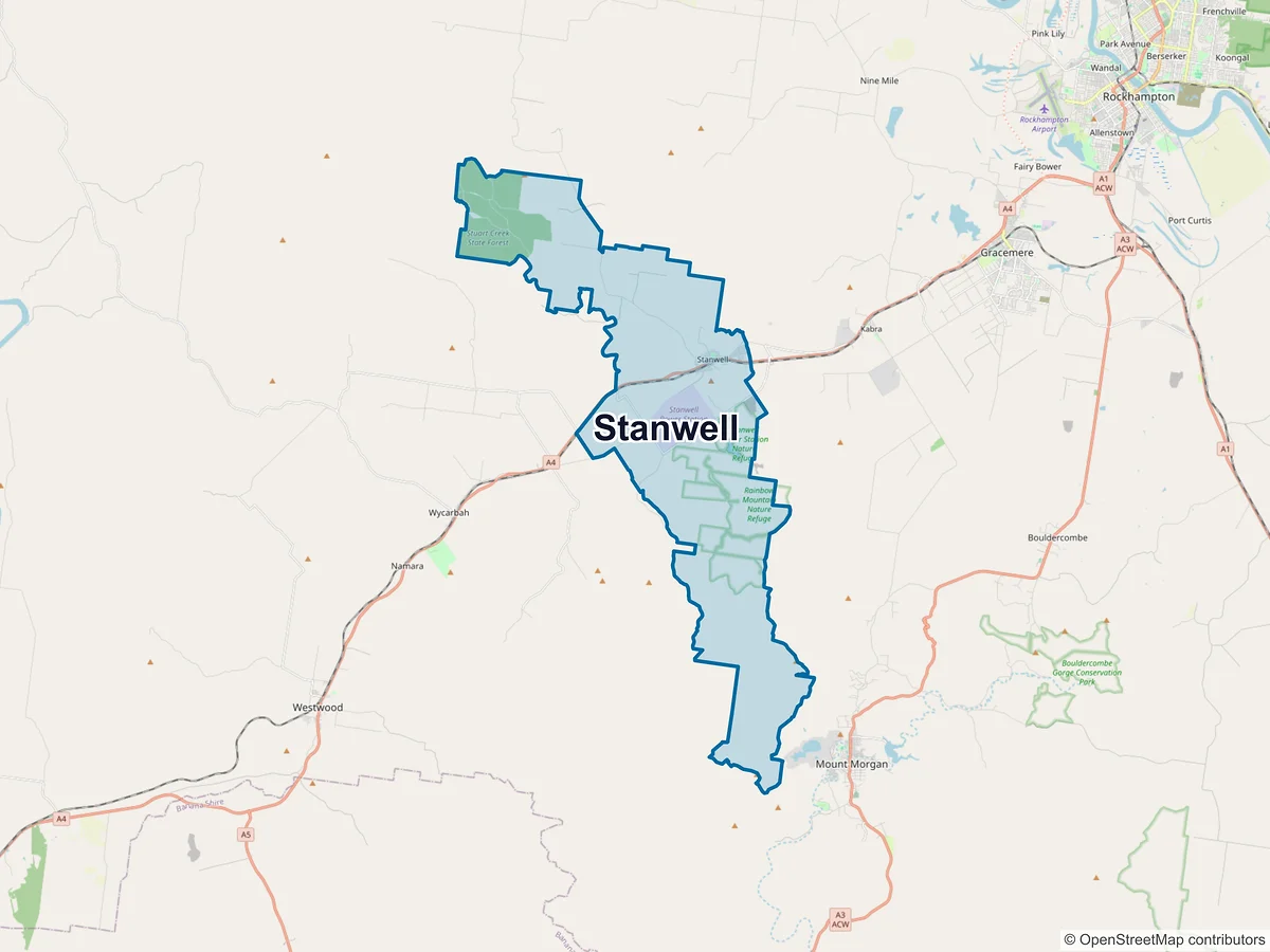 Map of Stanwell, QLD, Australia