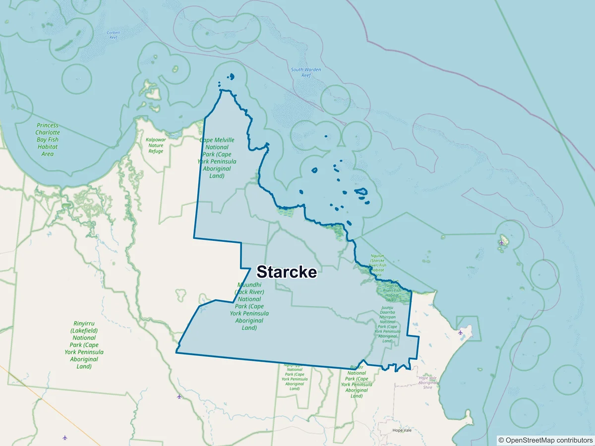 Map of Starcke, QLD, Australia