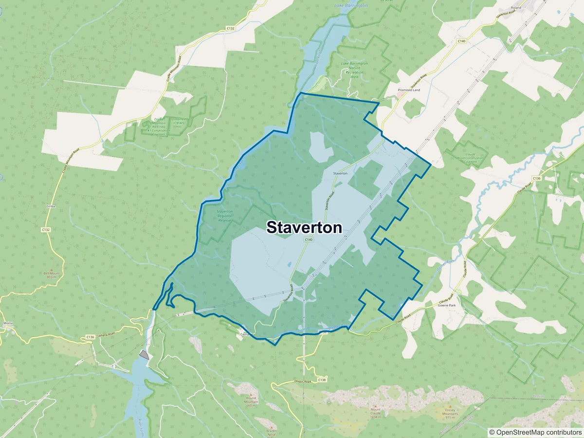 Map of Staverton, TAS, Australia