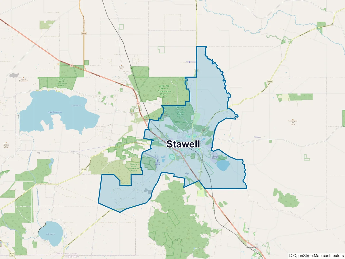 Map of Stawell, VIC, Australia
