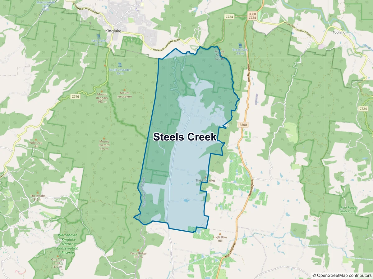 Map of Steels Creek, VIC, Australia