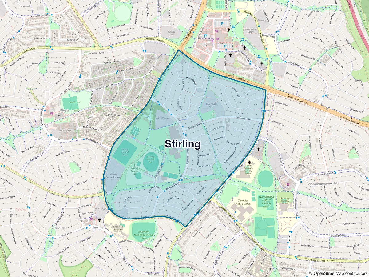 Map of Stirling, ACT, Australia