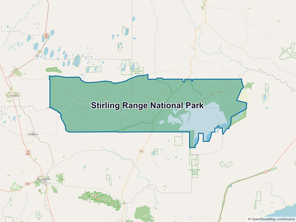 Map of Stirling Range National Park, WA, Australia