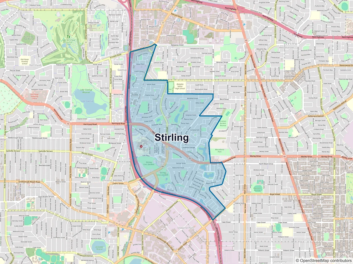 Map of Stirling, WA, Australia