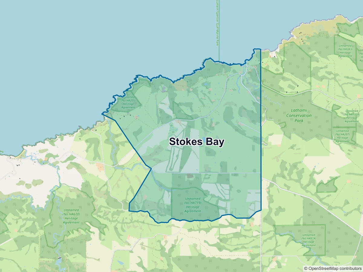 Map of Stokes Bay, SA, Australia