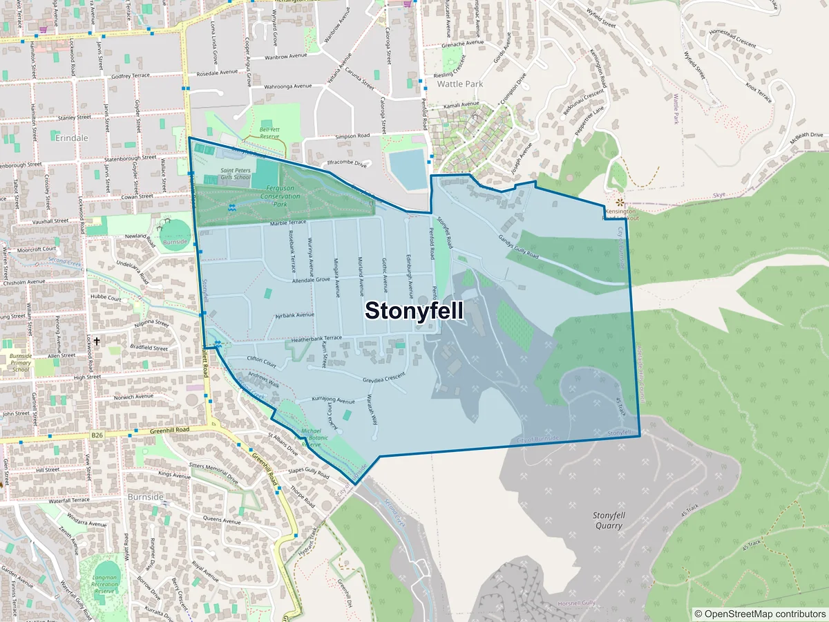 Map of Stonyfell, SA, Australia