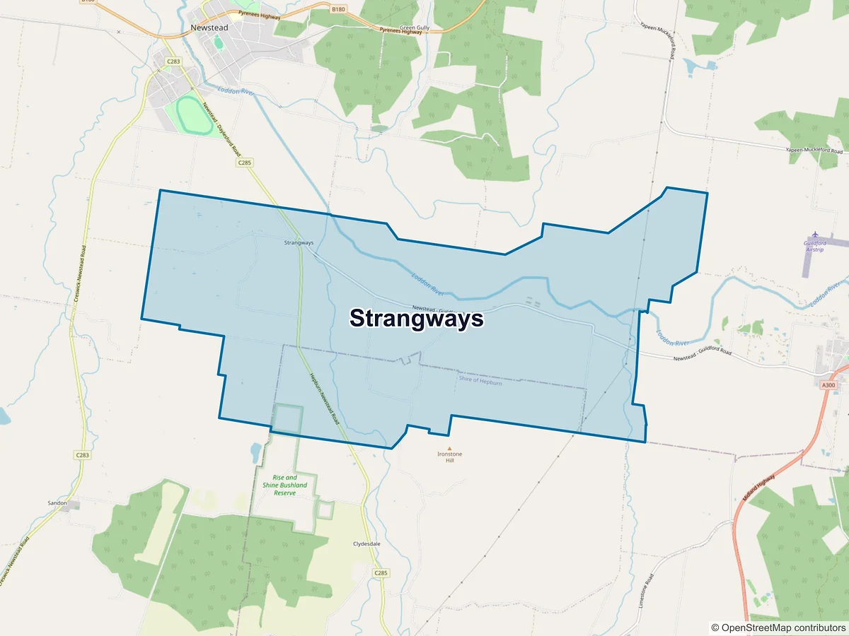 Map of Strangways, VIC, Australia