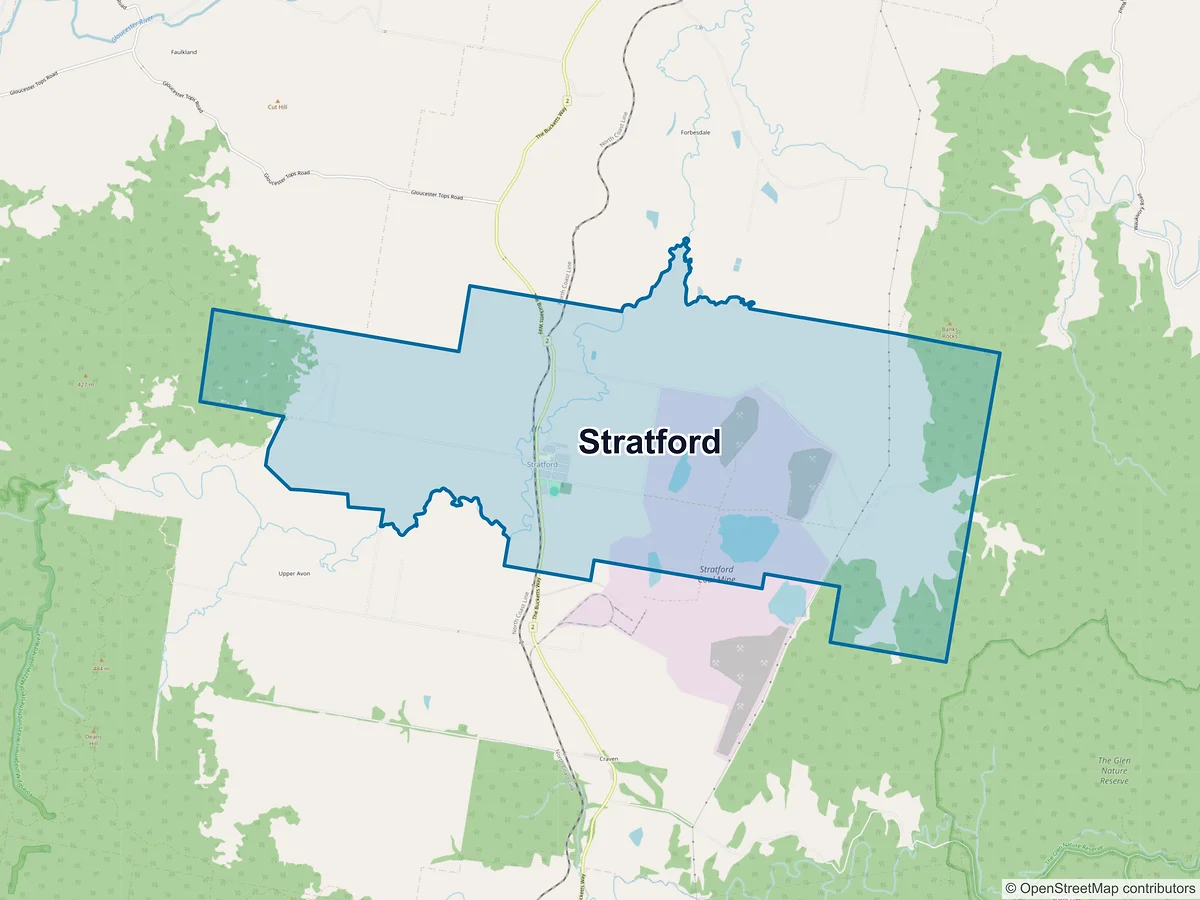 Map of Stratford, NSW, Australia
