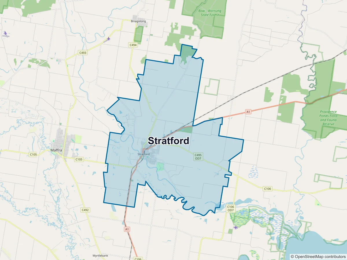 Map of Stratford, VIC, Australia