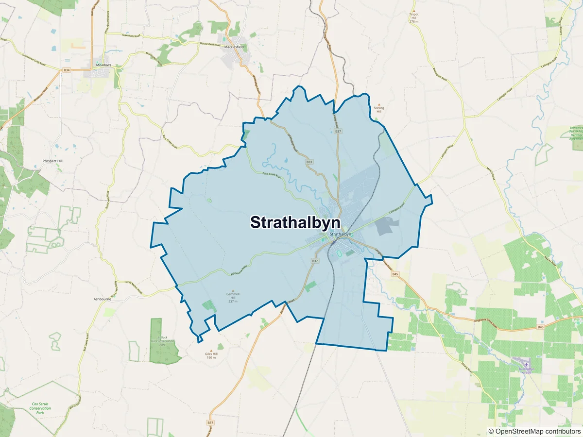 Map of Strathalbyn, SA, Australia