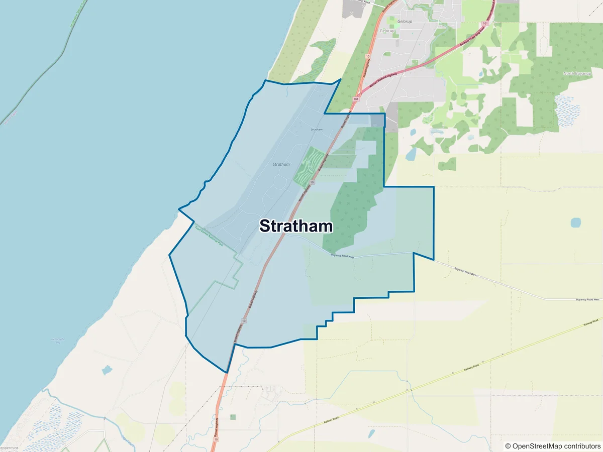 Map of Stratham, WA, Australia