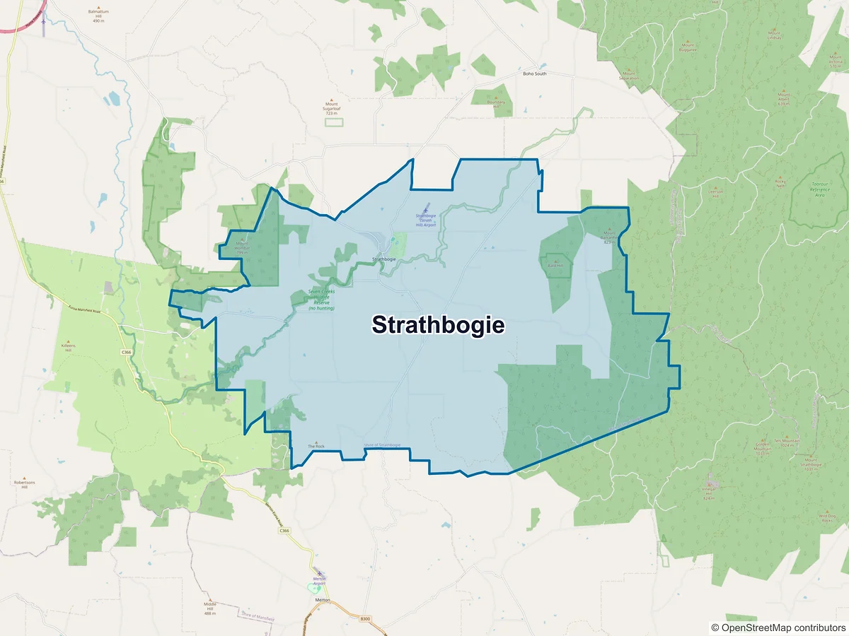 Map of Strathbogie, VIC, Australia