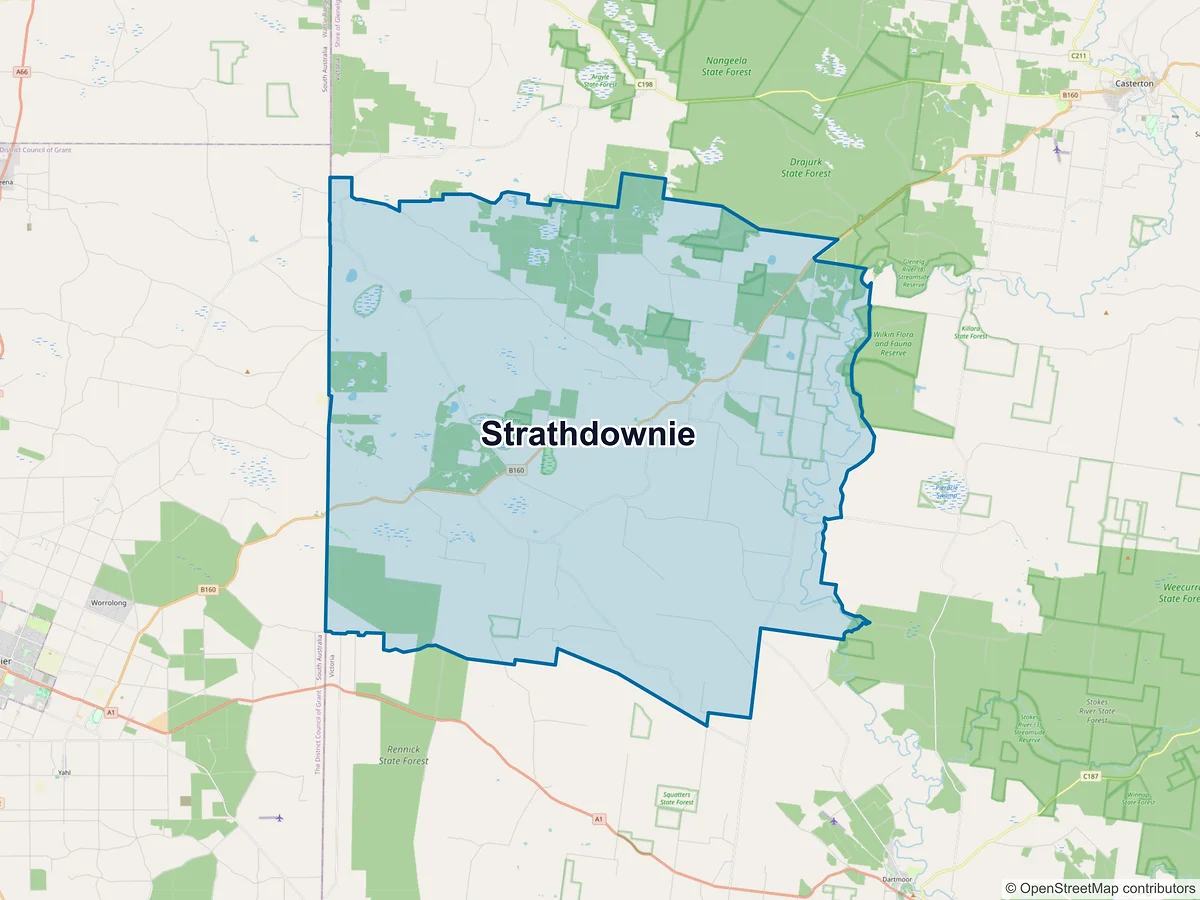 Map of Strathdownie, VIC, Australia