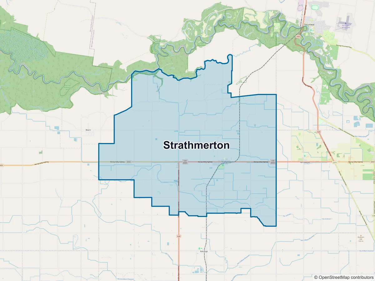 Map of Strathmerton, VIC, Australia