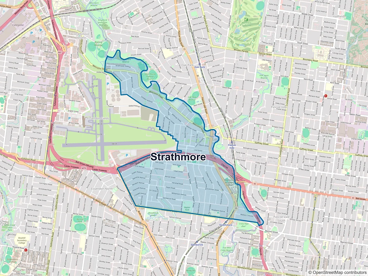 Map of Strathmore, VIC, Australia
