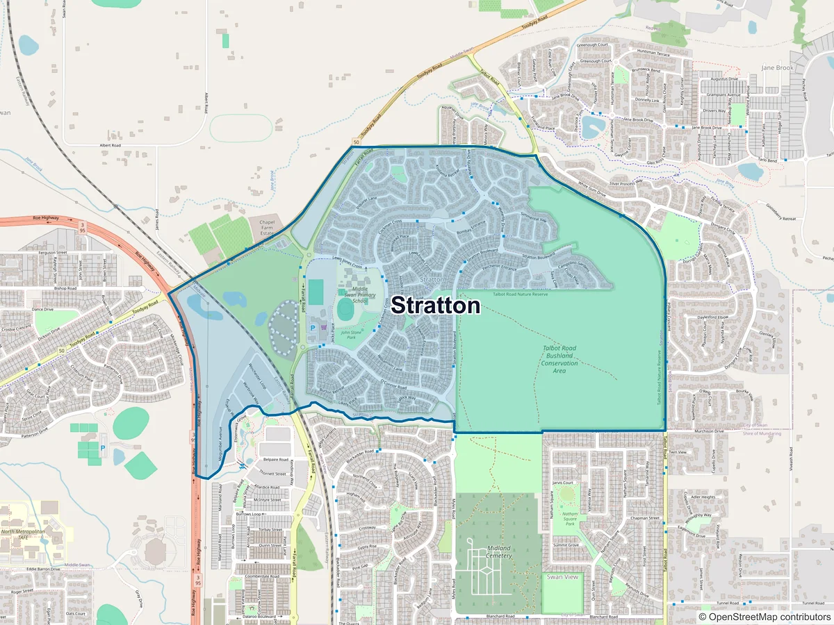 Map of Stratton, WA, Australia