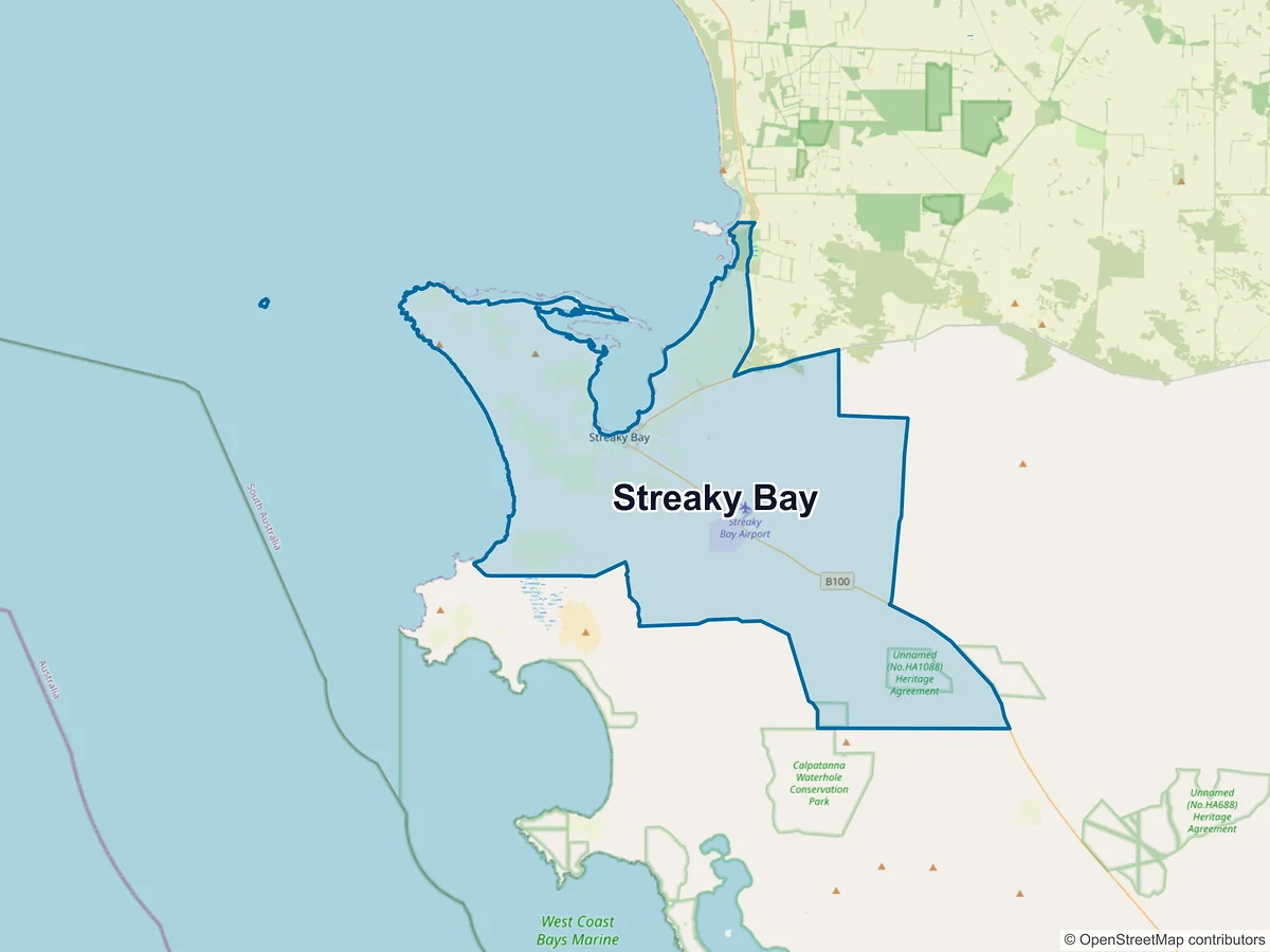 Map of Streaky Bay, SA, Australia