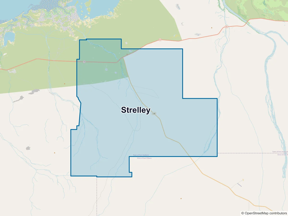 Map of Strelley, WA, Australia