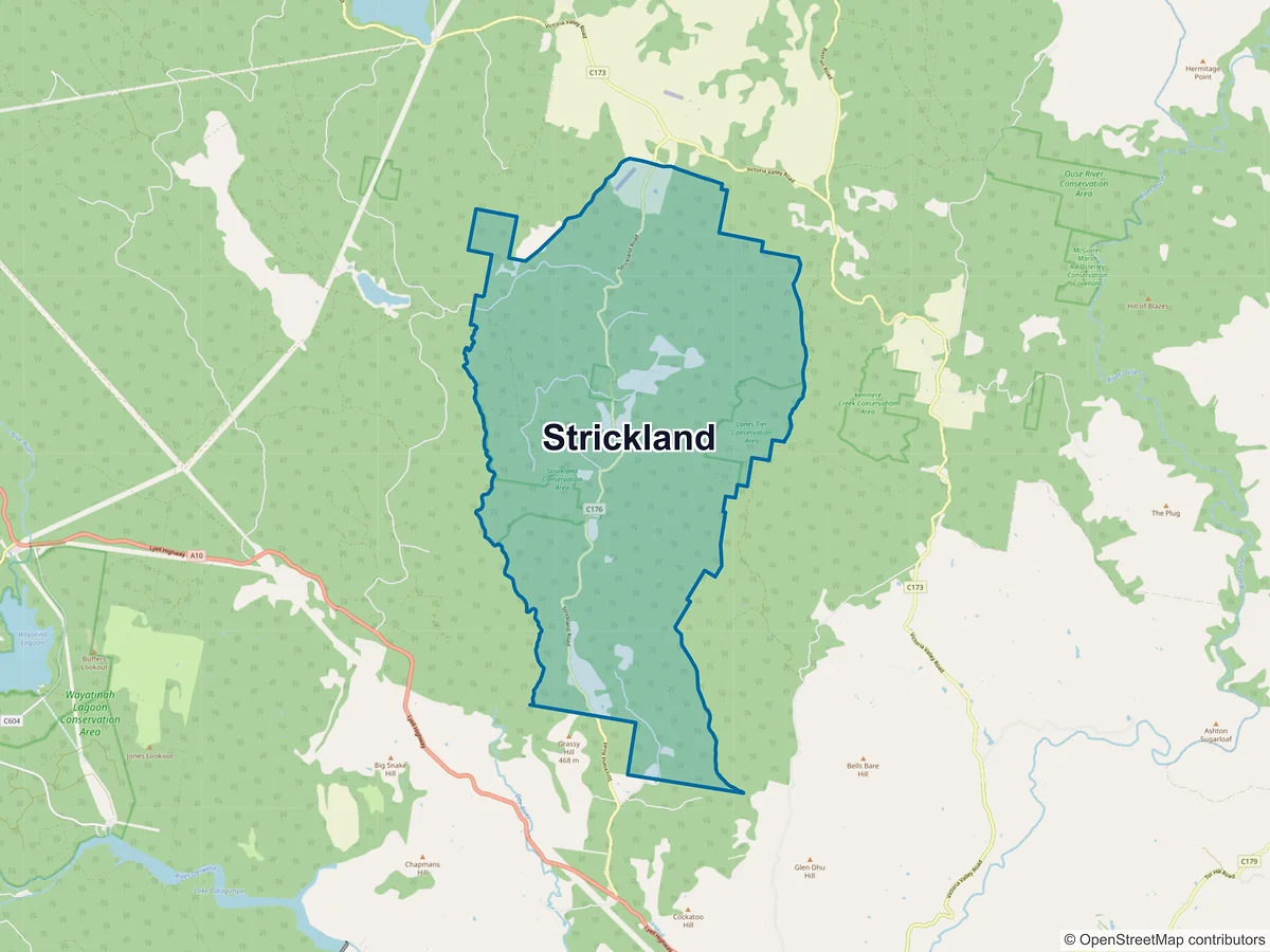 Map of Strickland, TAS, Australia