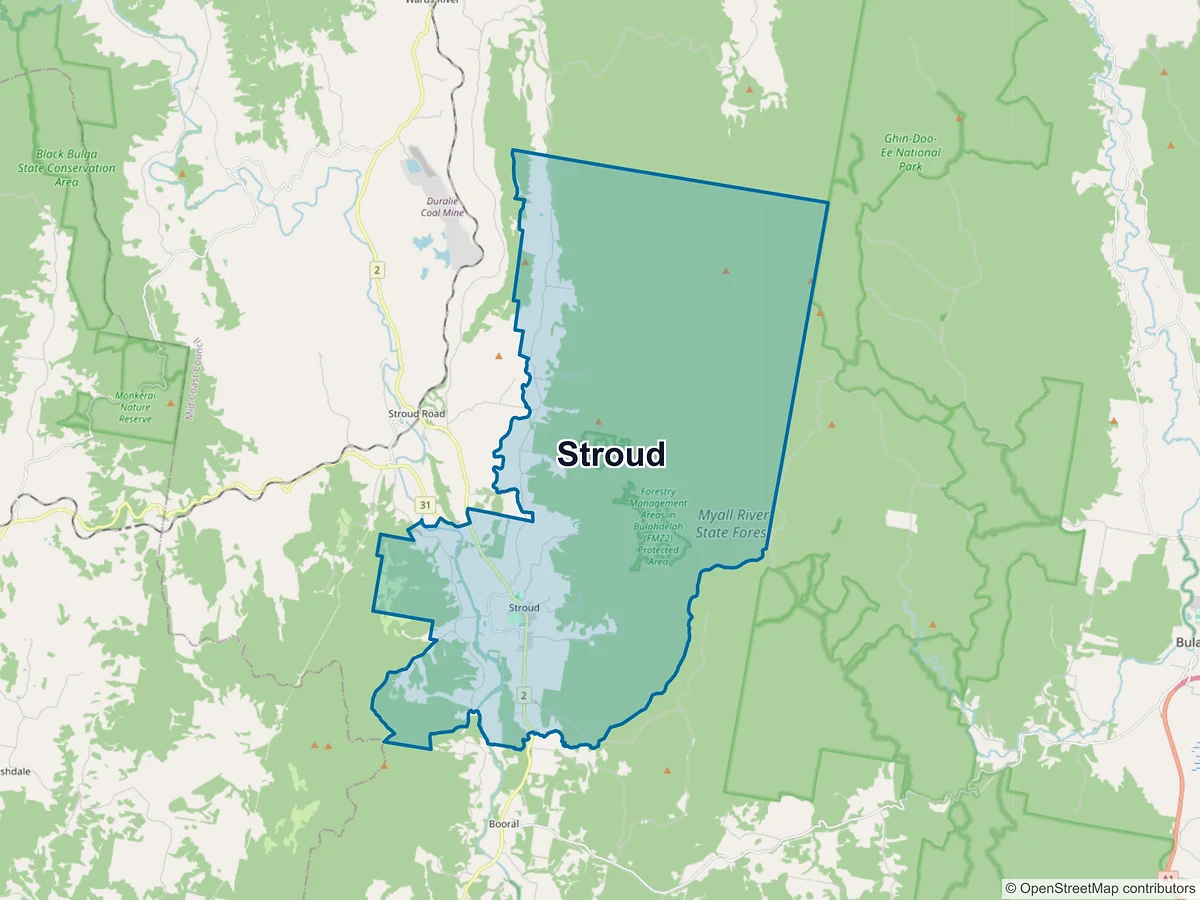 Map of Stroud, NSW, Australia