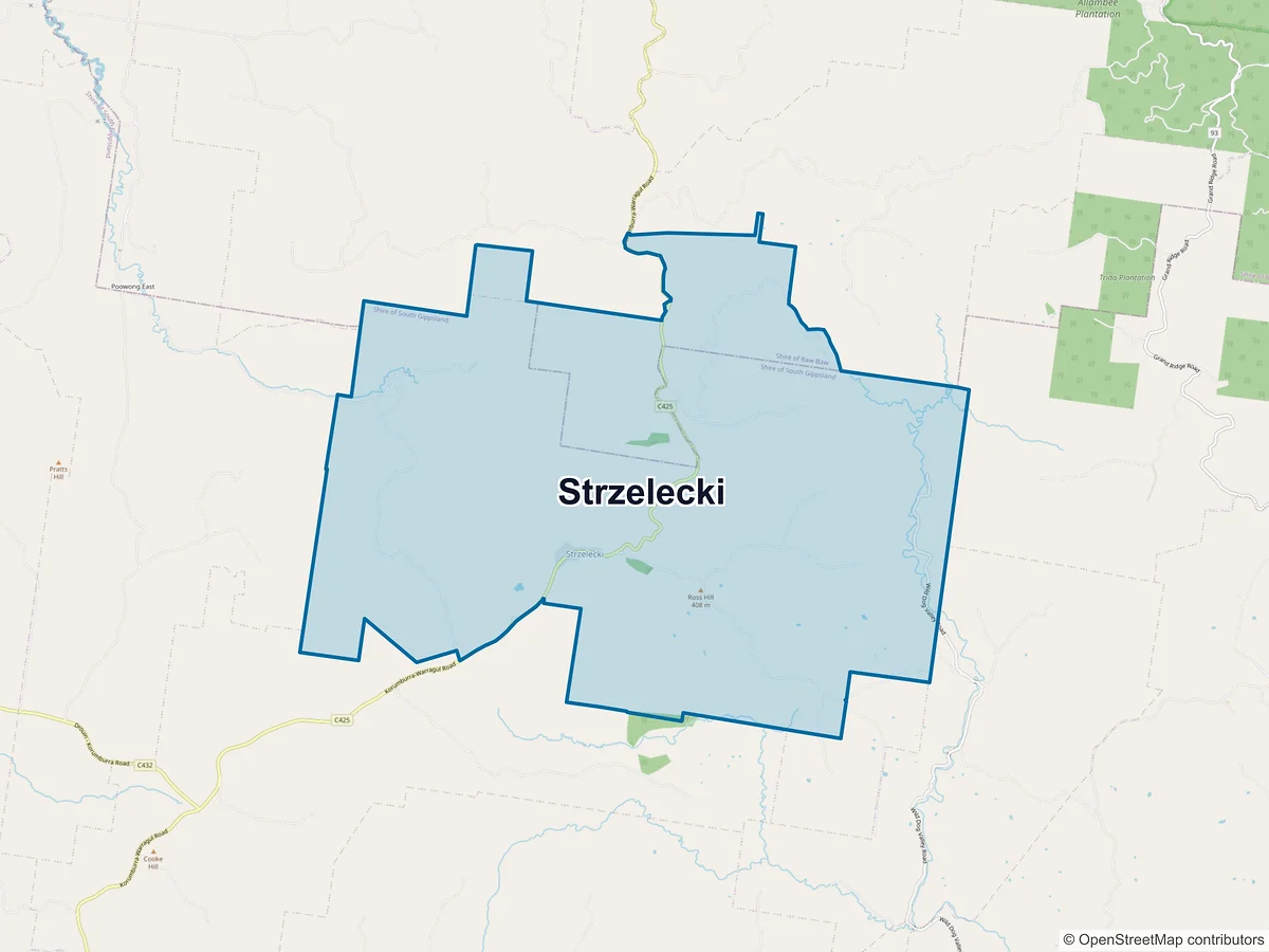 Map of Strzelecki, VIC, Australia
