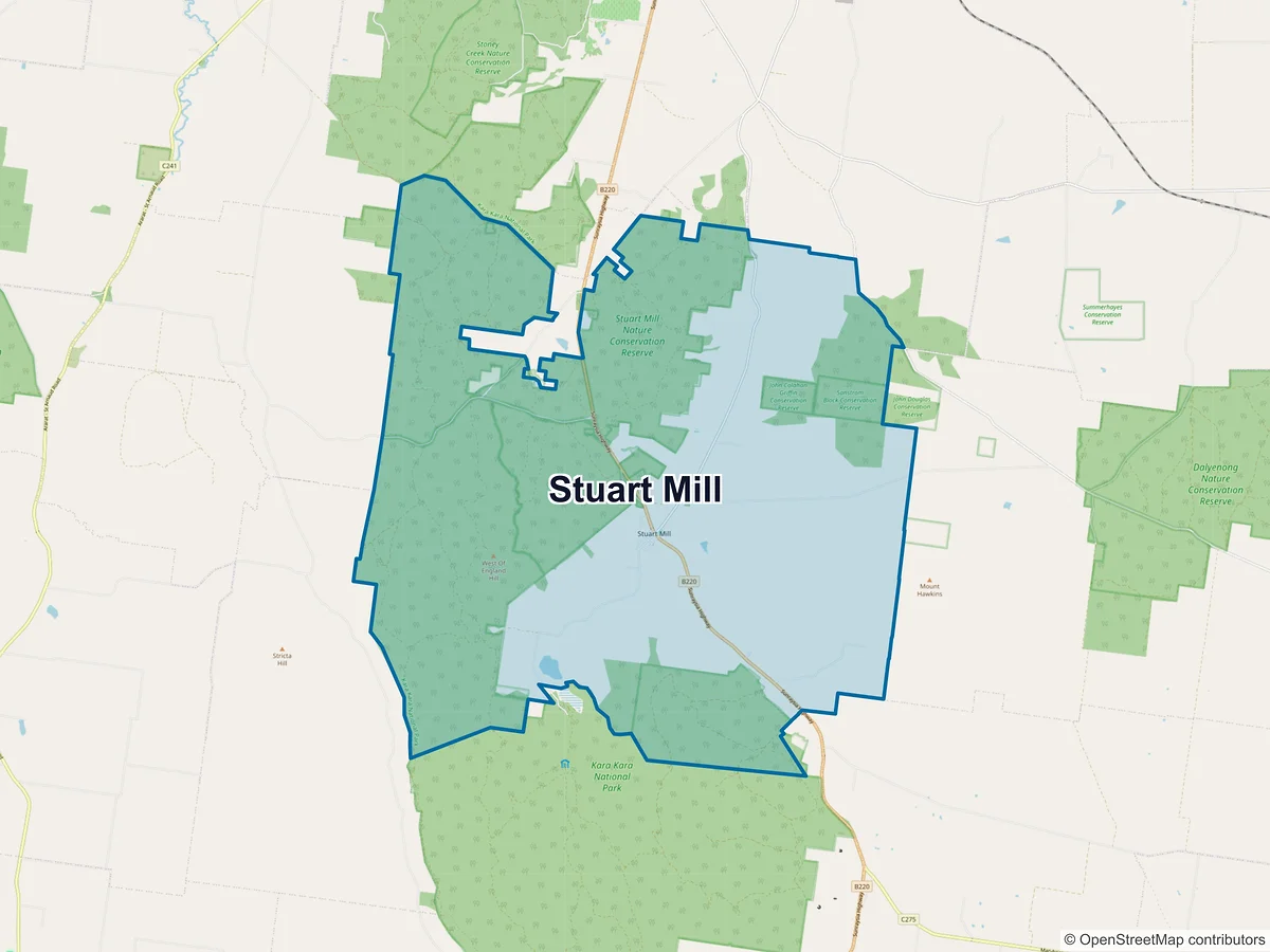 Map of Stuart Mill, VIC, Australia