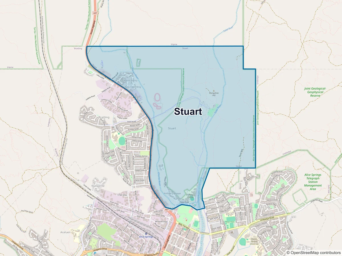 Map of Stuart, NT, Australia