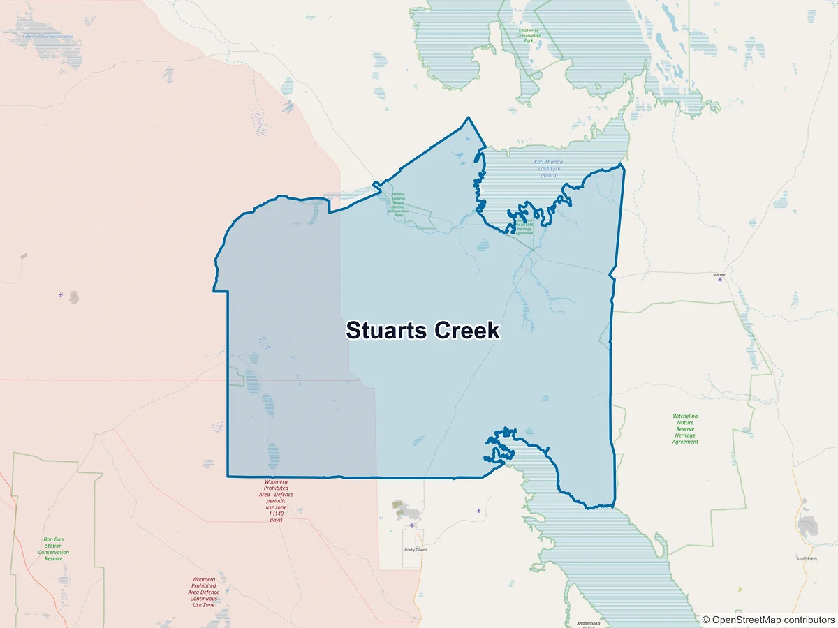 Map of Stuarts Creek, SA, Australia