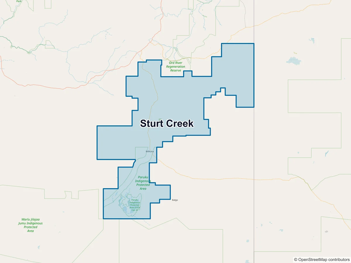 Map of Sturt Creek, WA, Australia