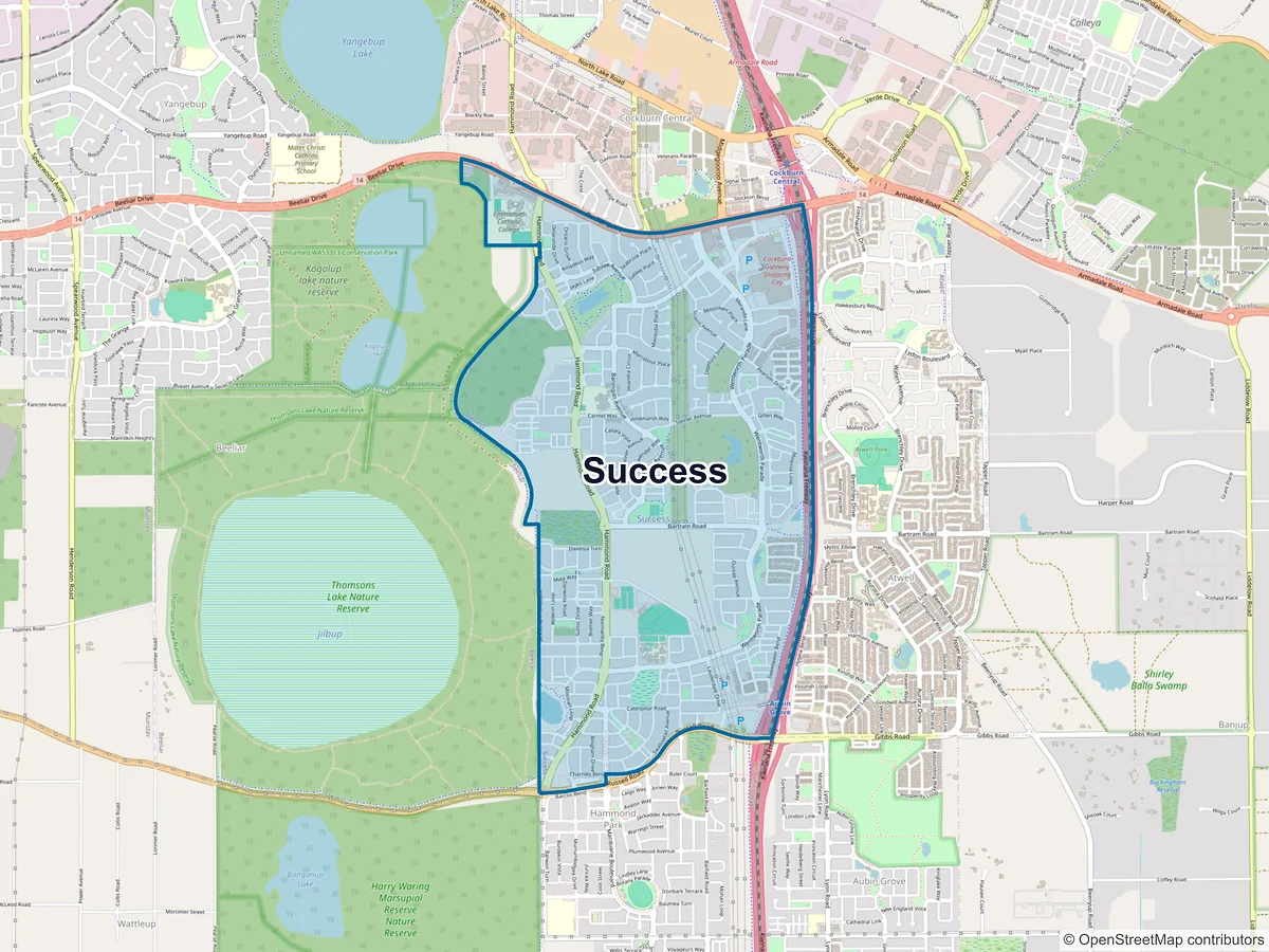 Map of Success, WA, Australia