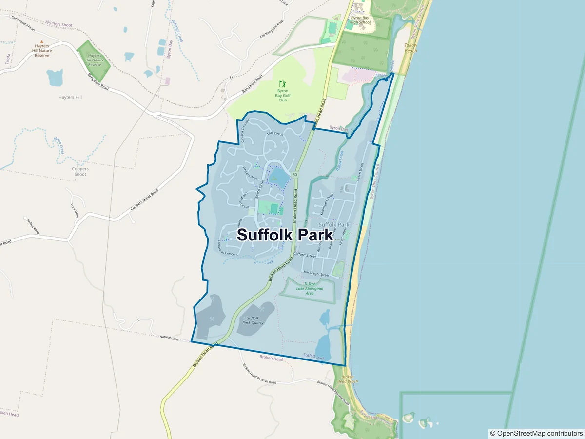 Map of Suffolk Park, NSW, Australia