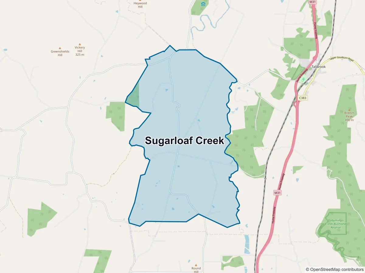 Map of Sugarloaf Creek, VIC, Australia