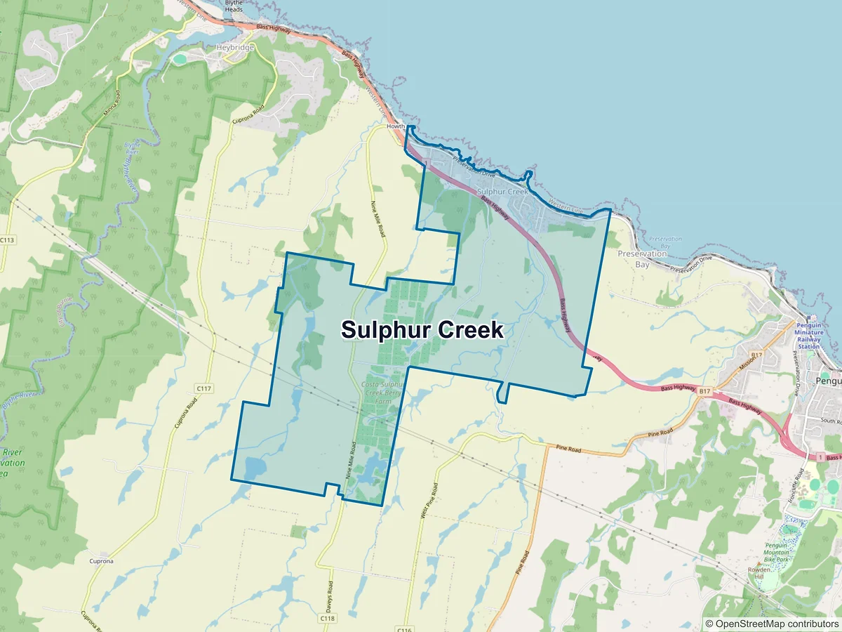 Map of Sulphur Creek, TAS, Australia