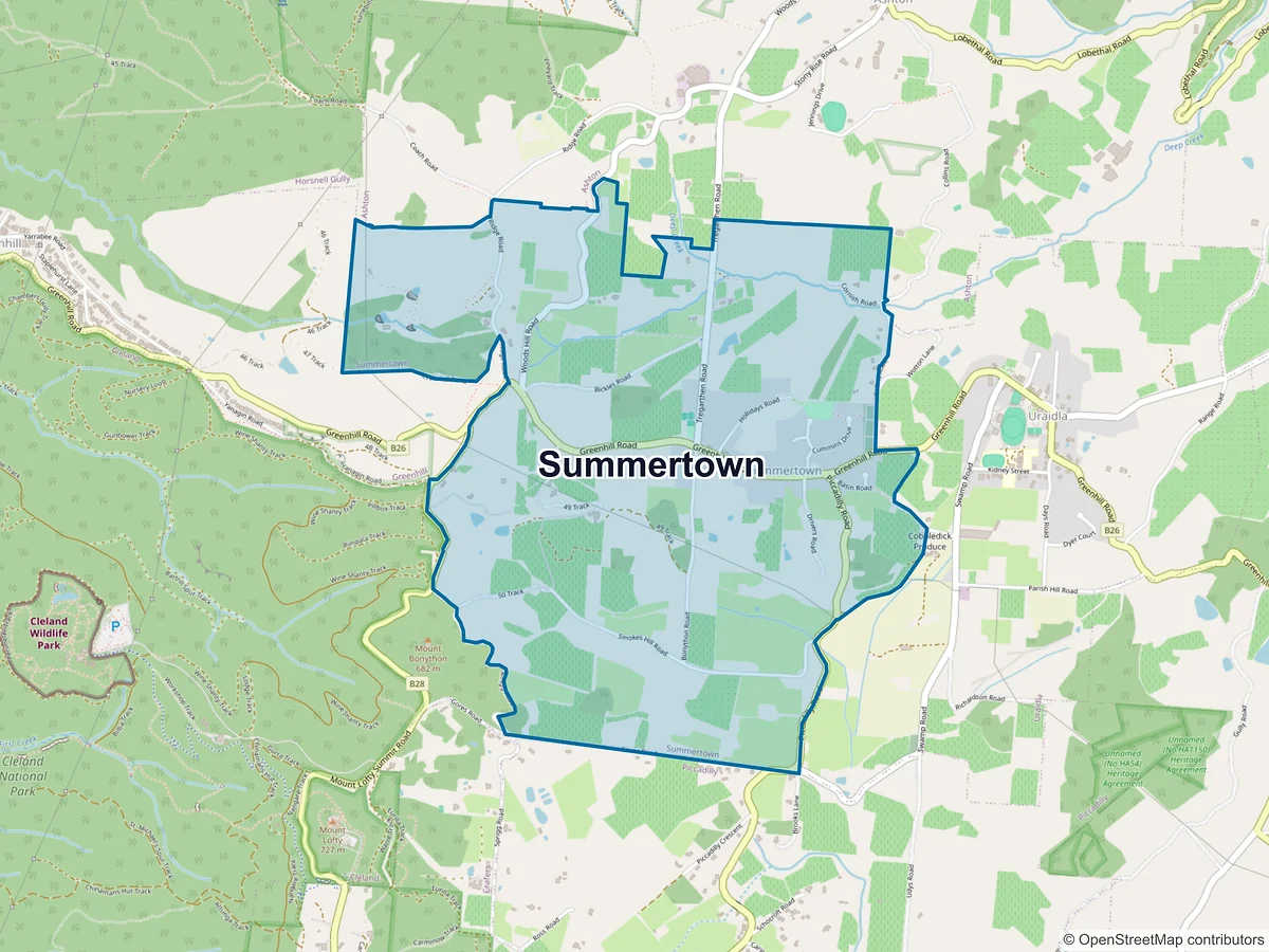 Map of Summertown, SA, Australia
