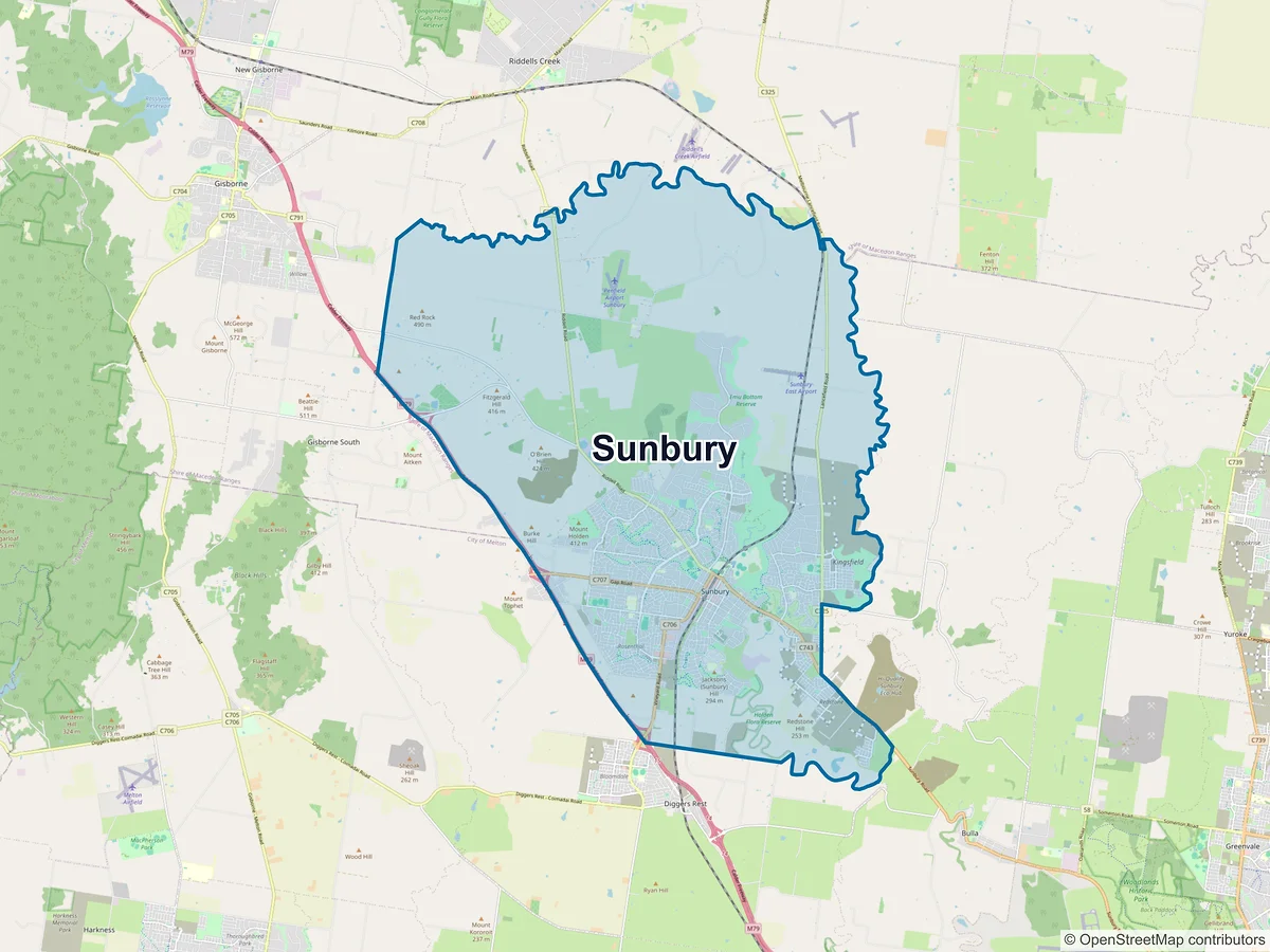 Map of Sunbury, VIC, Australia
