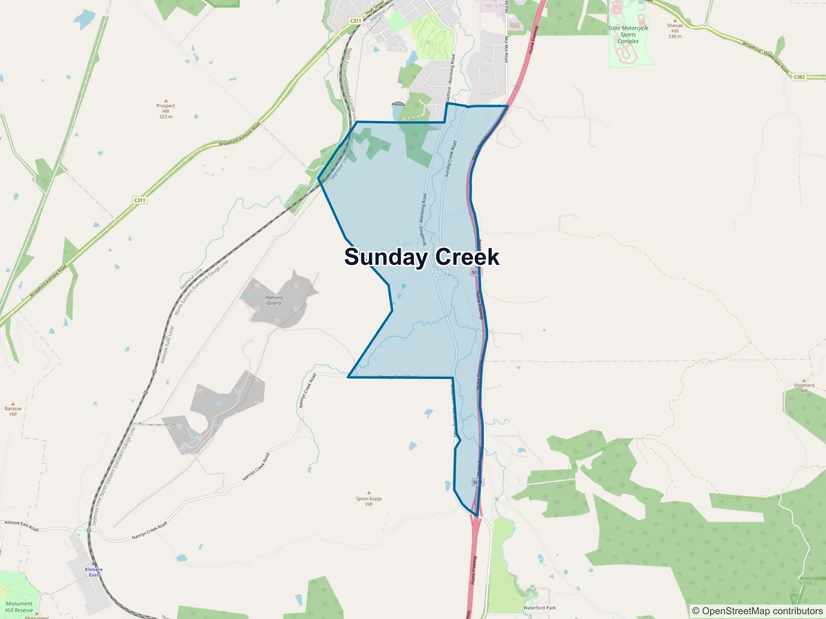 Map of Sunday Creek, VIC, Australia