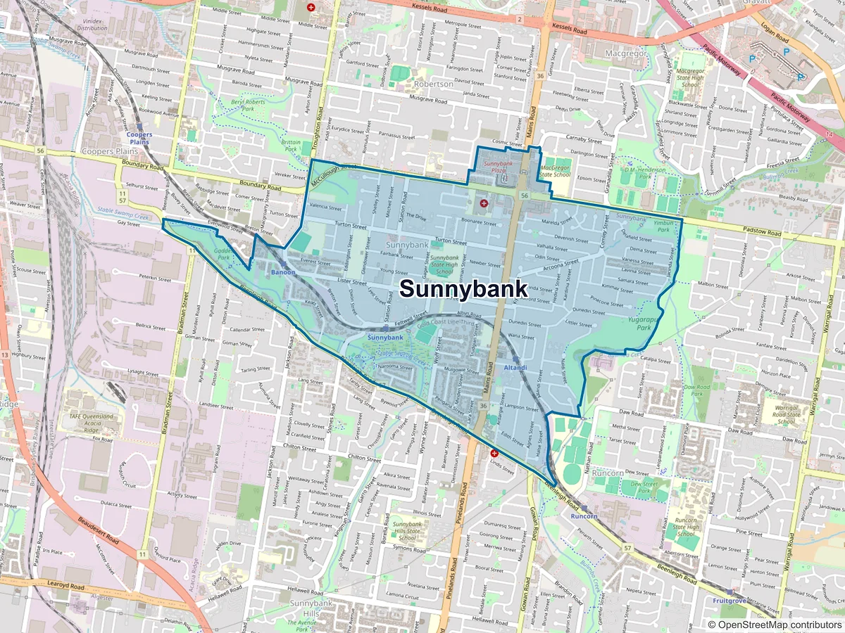 Map of Sunnybank, QLD, Australia