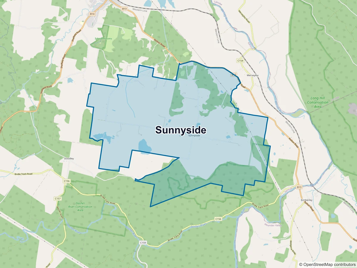 Map of Sunnyside, TAS, Australia
