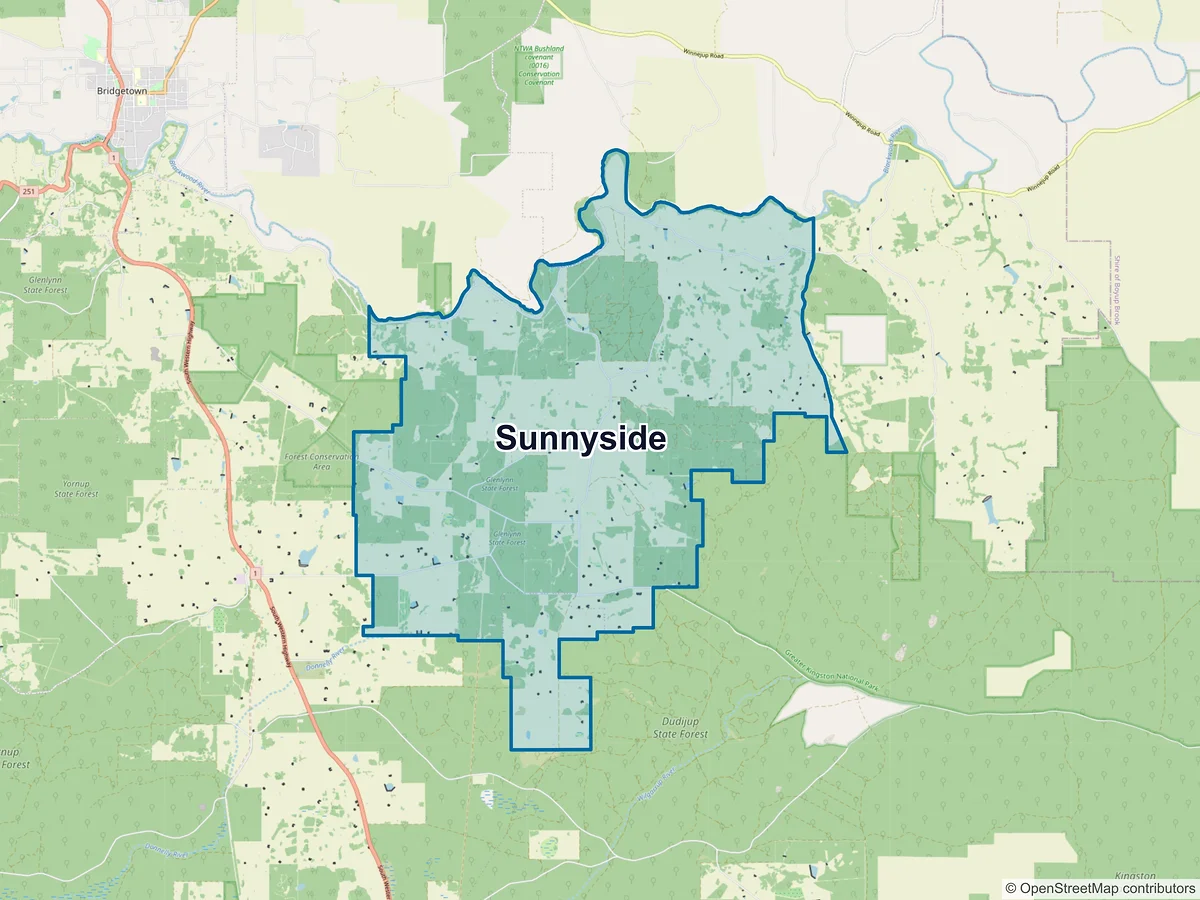 Map of Sunnyside, WA, Australia