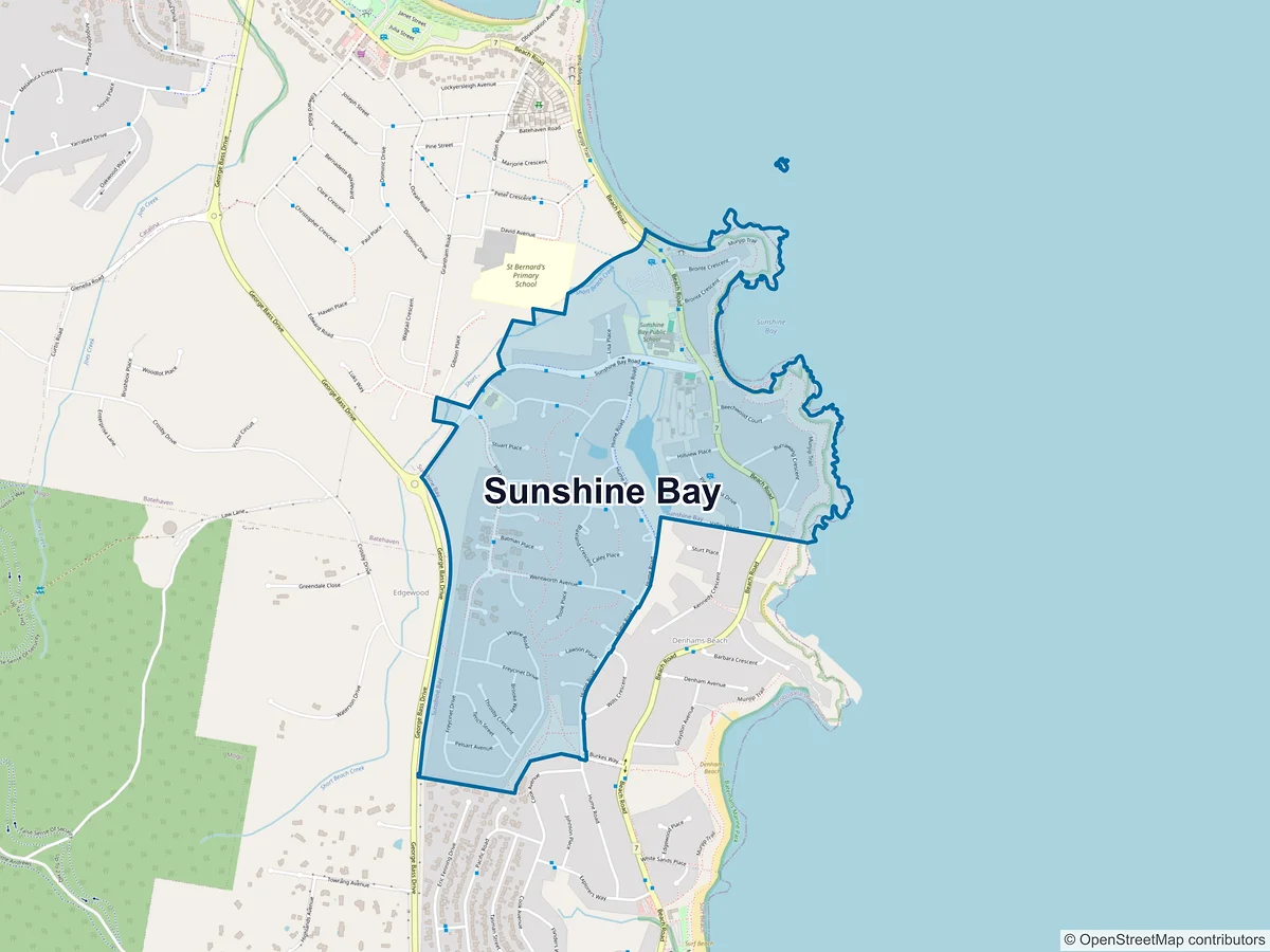 Map of Sunshine Bay, NSW, Australia