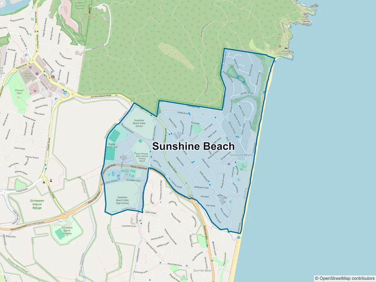 Map of Sunshine Beach, QLD, Australia
