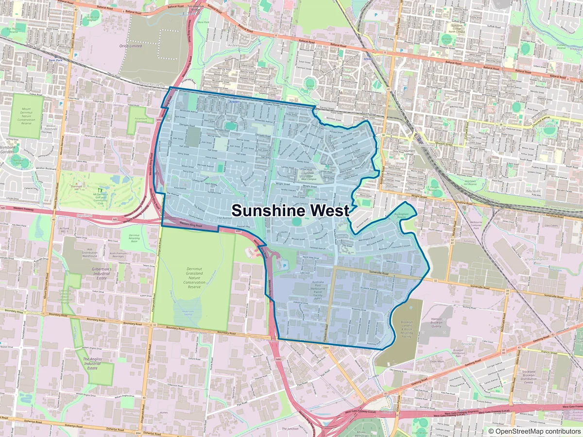 Map of Sunshine West, VIC, Australia