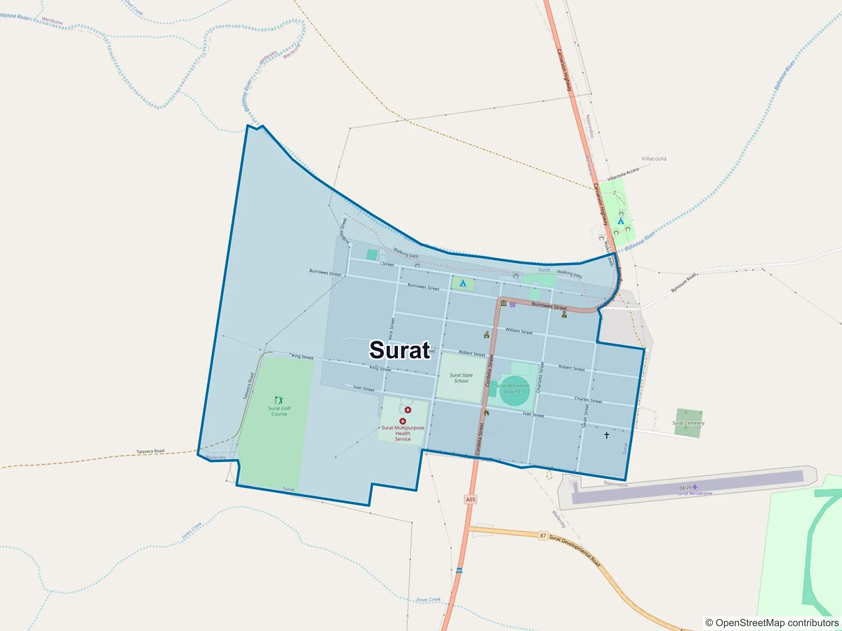Map of Surat, QLD, Australia
