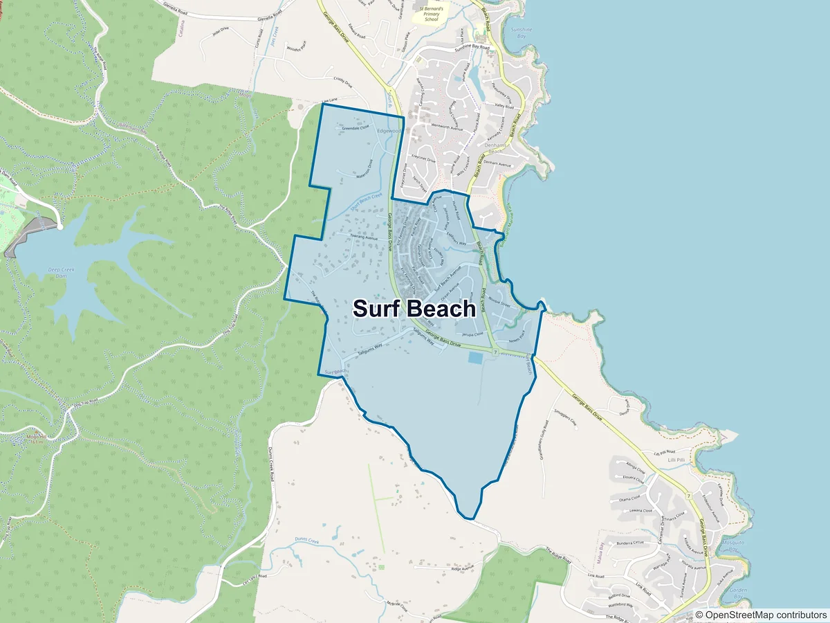 Map of Surf Beach, NSW, Australia
