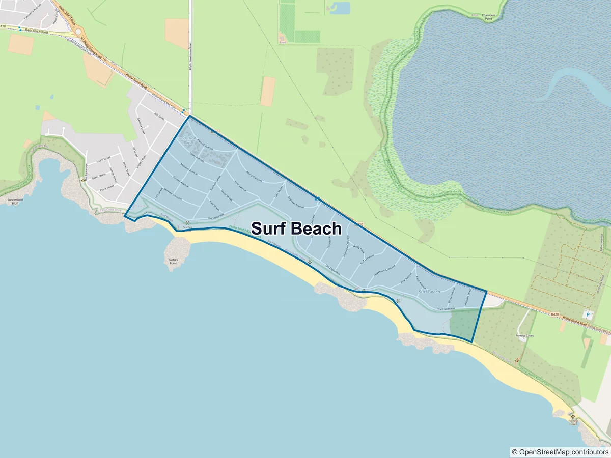 Map of Surf Beach, VIC, Australia