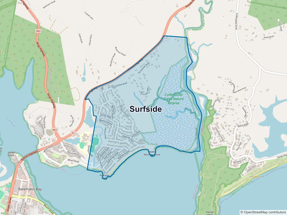 Map of Surfside, NSW, Australia