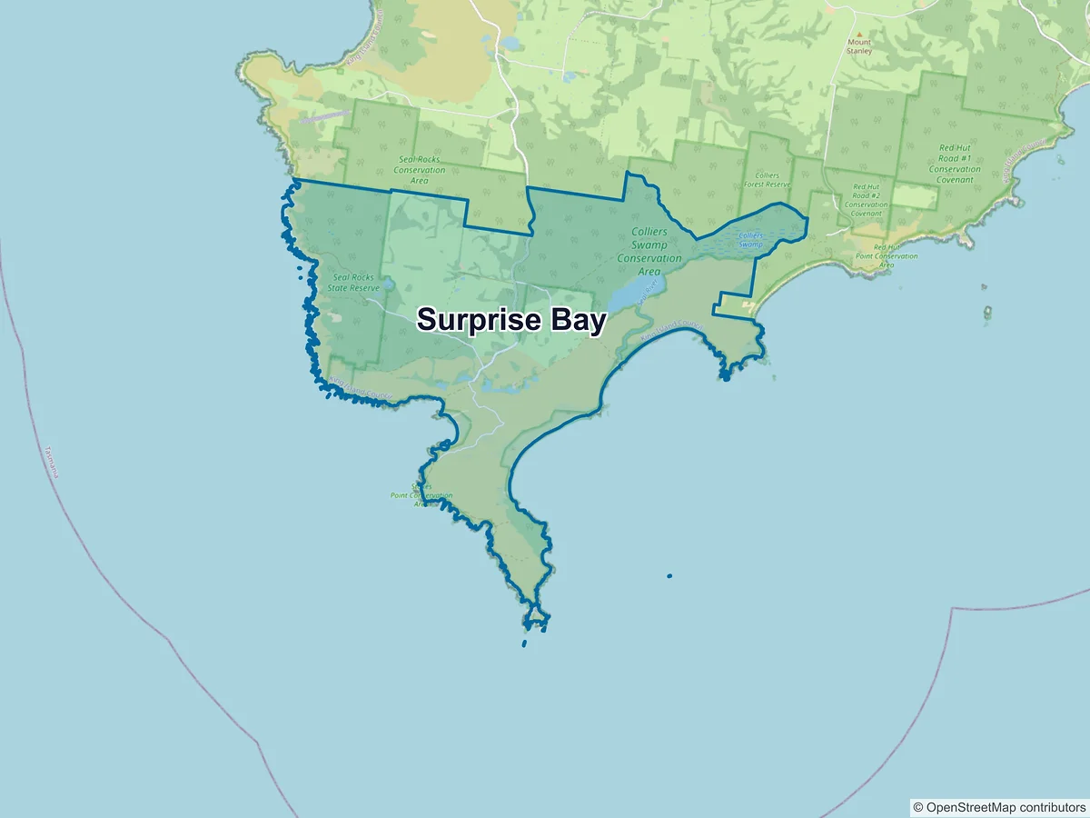 Map of Surprise Bay, TAS, Australia