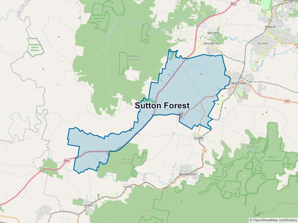 Map of Sutton Forest, NSW, Australia