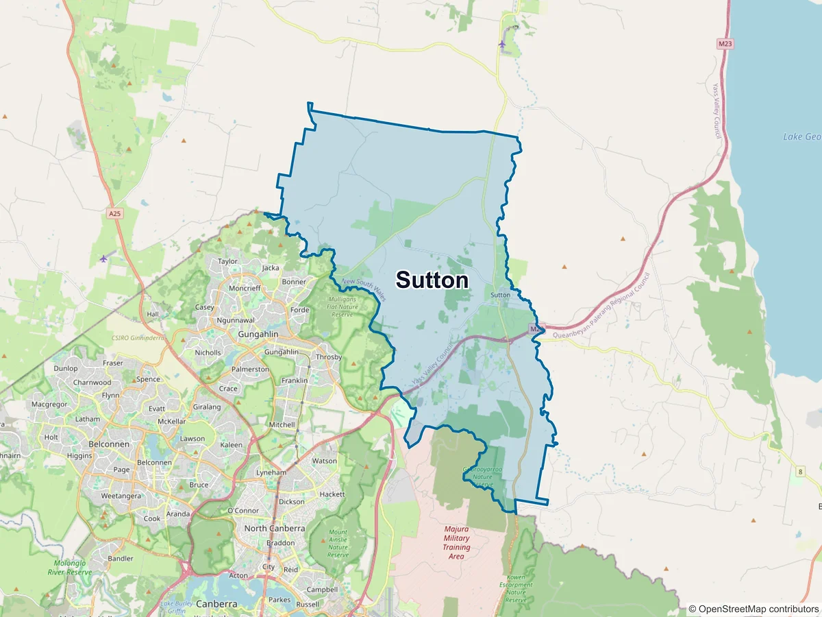 Map of Sutton, NSW, Australia